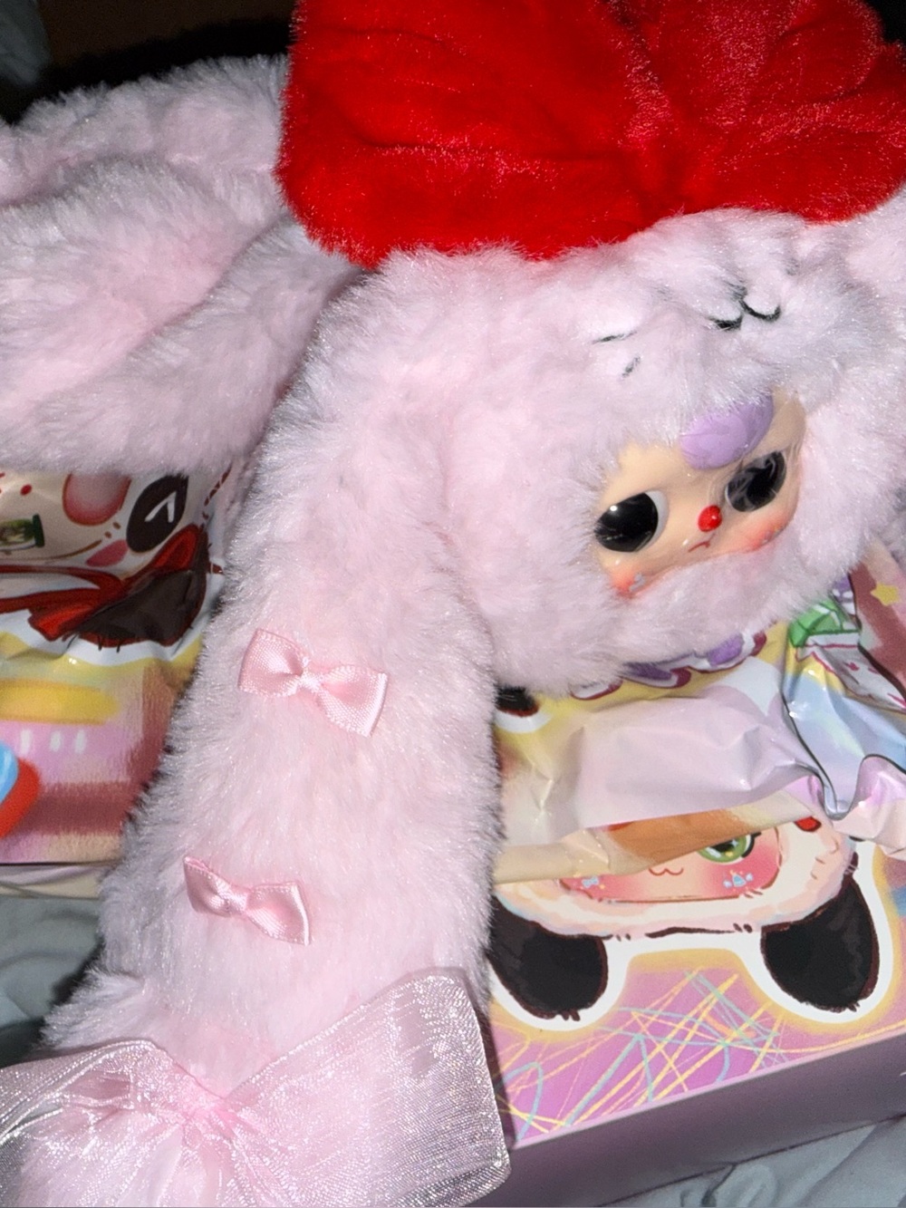 Baby Three Plush Pencil Case -Pink Bunny